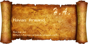 Havas Armand névjegykártya